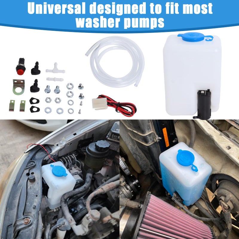 Swess Car Windshield Washer Pump Universal Reservoir Kit 99300 Fluid Reservoir Tank Bottle with Pump - Image 5